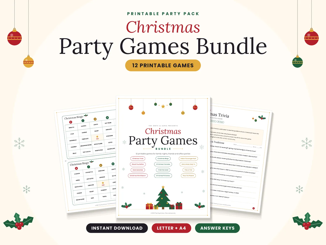 Christmas Party Games Bundle printable pages