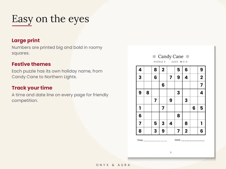 Close-up of a large print sudoku page