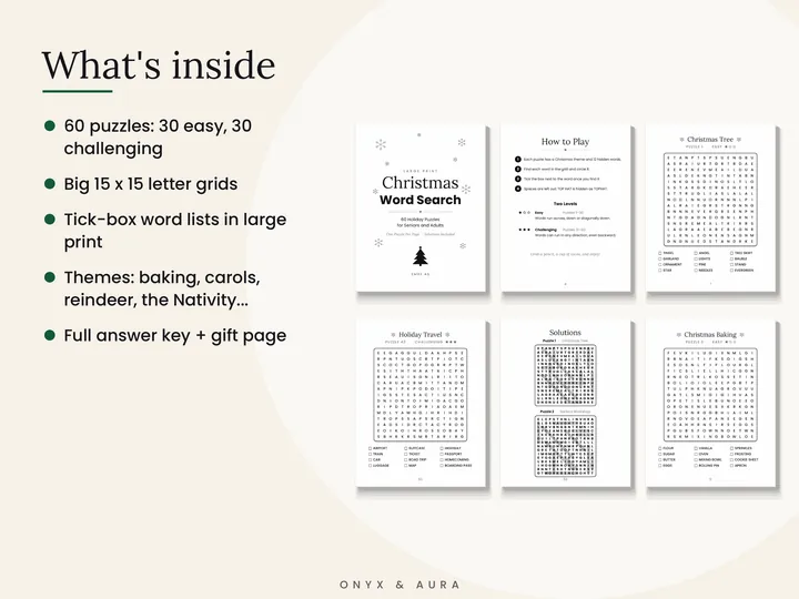 Pages inside the Christmas Word Search printable