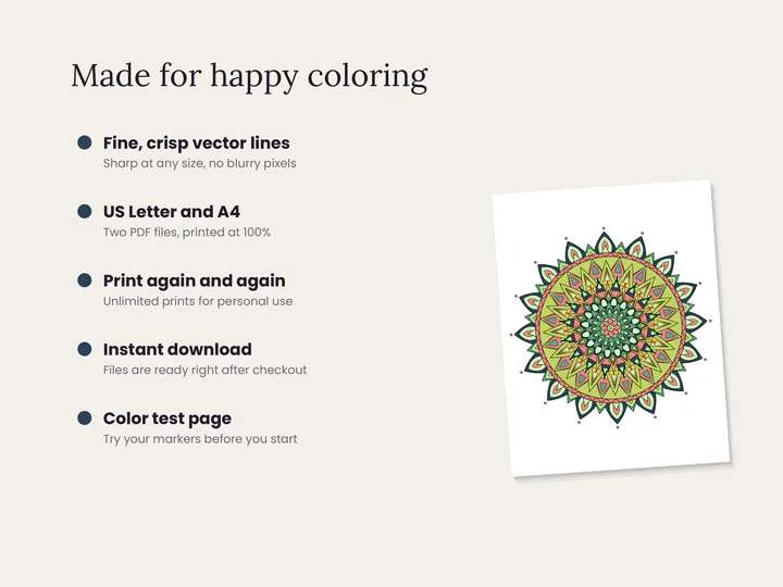 Features of the Detailed Mandala Coloring Pages printable