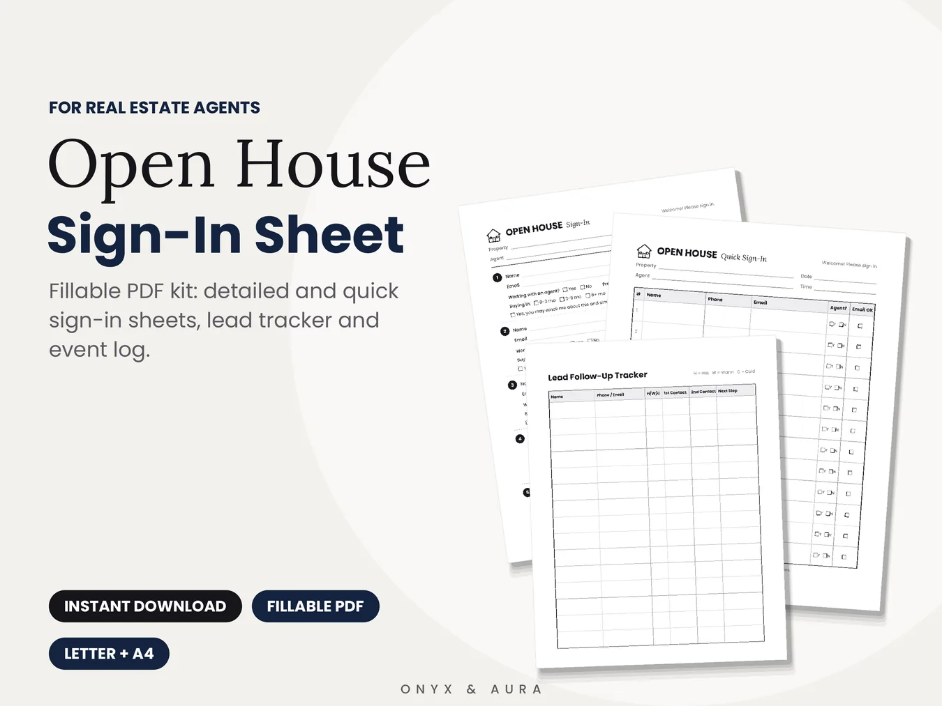 Open House Sign-In Sheet Kit pages